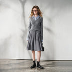 Layered-Look V-Neck Knit Top