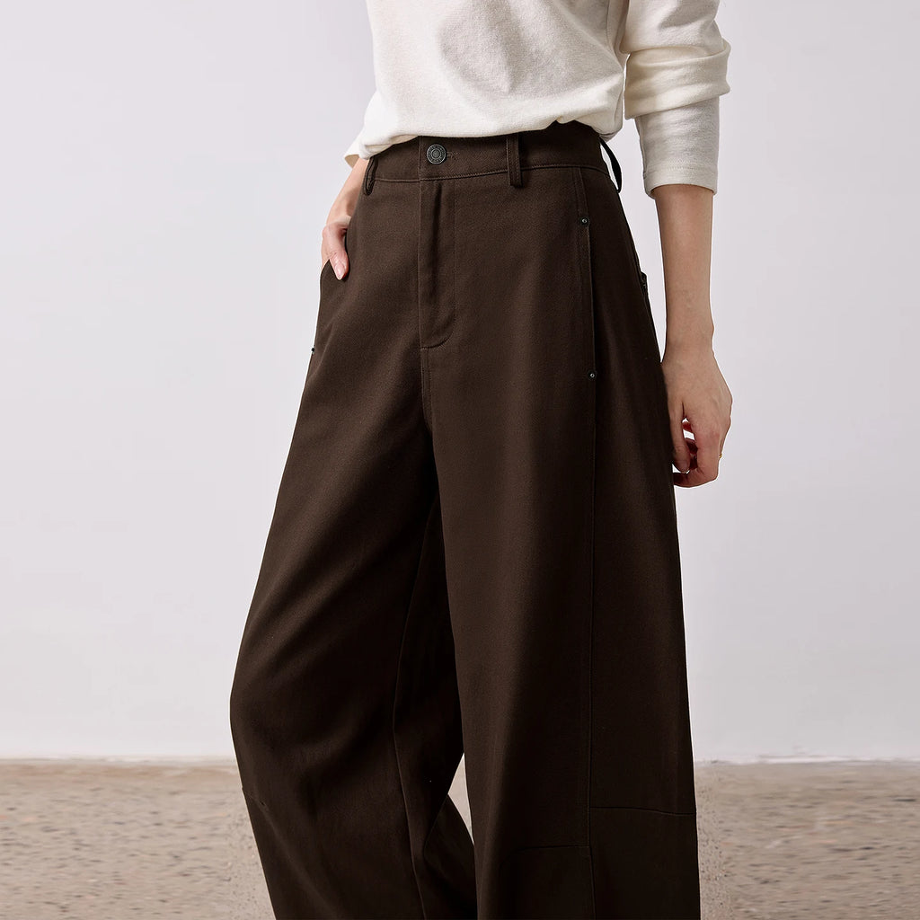 Pleated Curved-Leg Pants