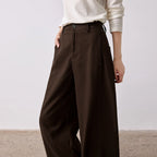 Pleated Curved-Leg Pants