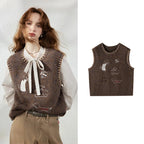 Decorative-Motif Knit Vest