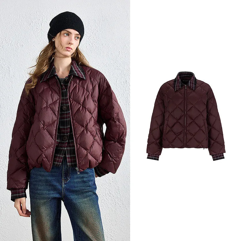 Diamond-Quilted Collared Jacket