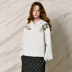 Floral-Motif Pullover Hoodie