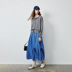 Gathered A-Line Midi Skirt