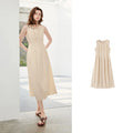 Gathered Sleeveless Midi Dress