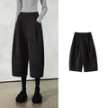 Pleated Cropped Barrel-Leg Pants