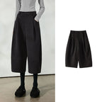 Pleated Cropped Barrel-Leg Pants