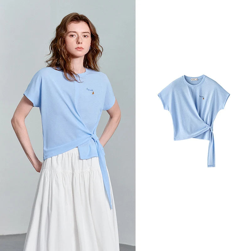 Tie-Hem Short-Sleeve Tee