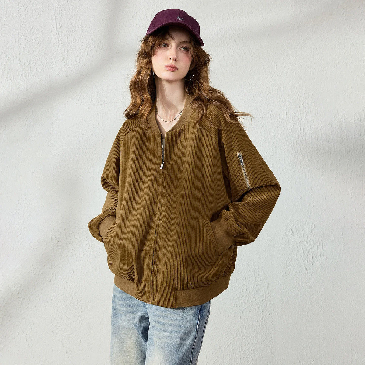 Zip-Pocket Bomber Jacket