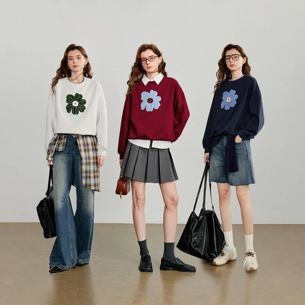 Flower Graphic Crewneck Sweatshirt