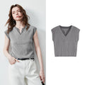 Layered-Look Collared Knit Vest