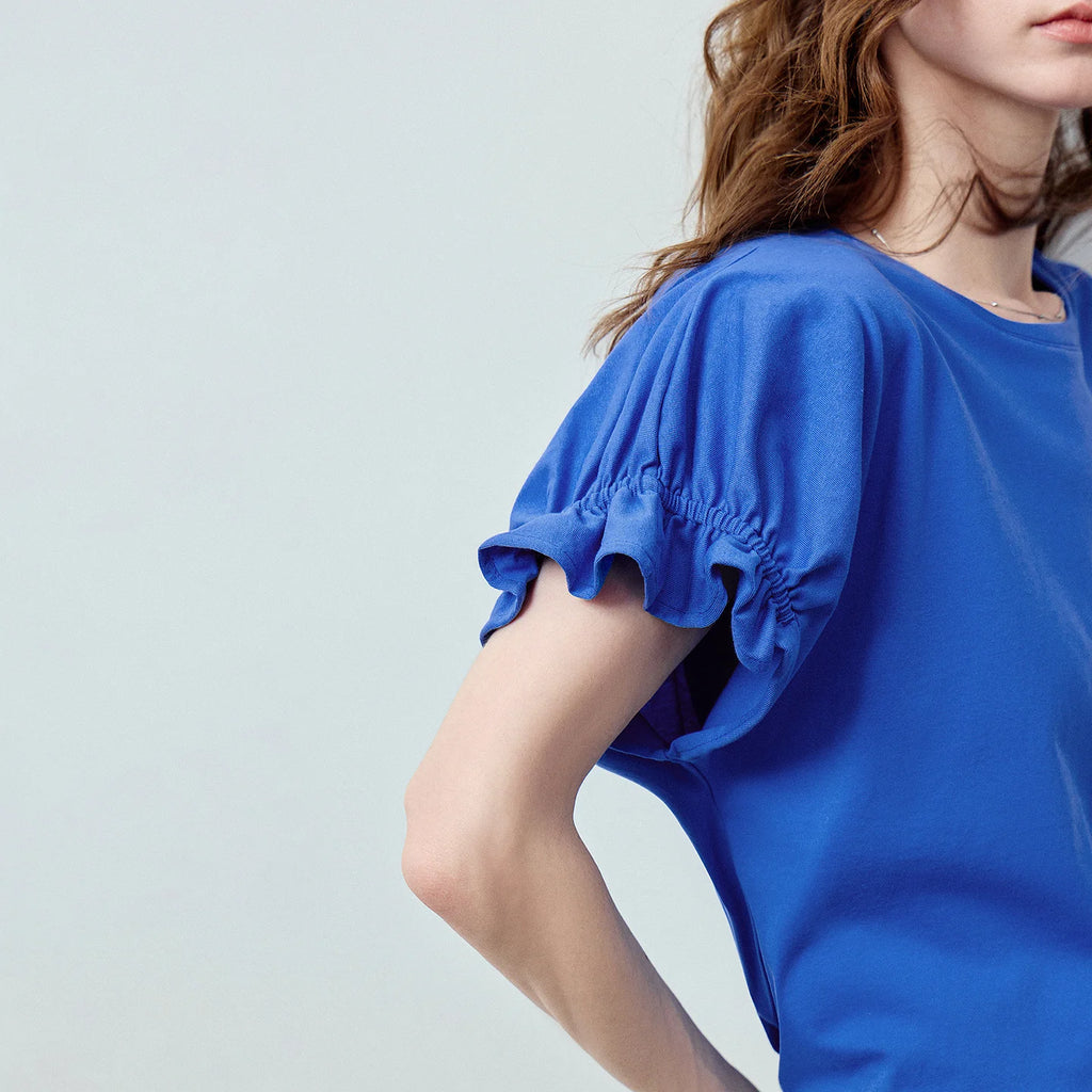 Ruffle-Cuff Relaxed Tee