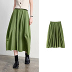 Gathered Balloon Midi Skirt