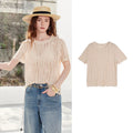 Openwork Short-Sleeve Knit Top