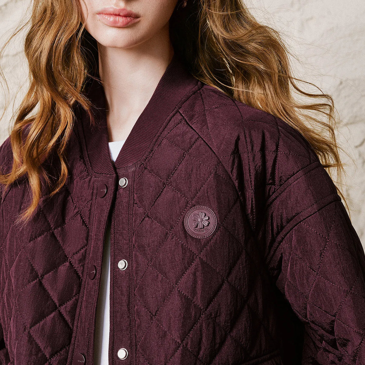 Diamond-Quilted Bomber Jacket