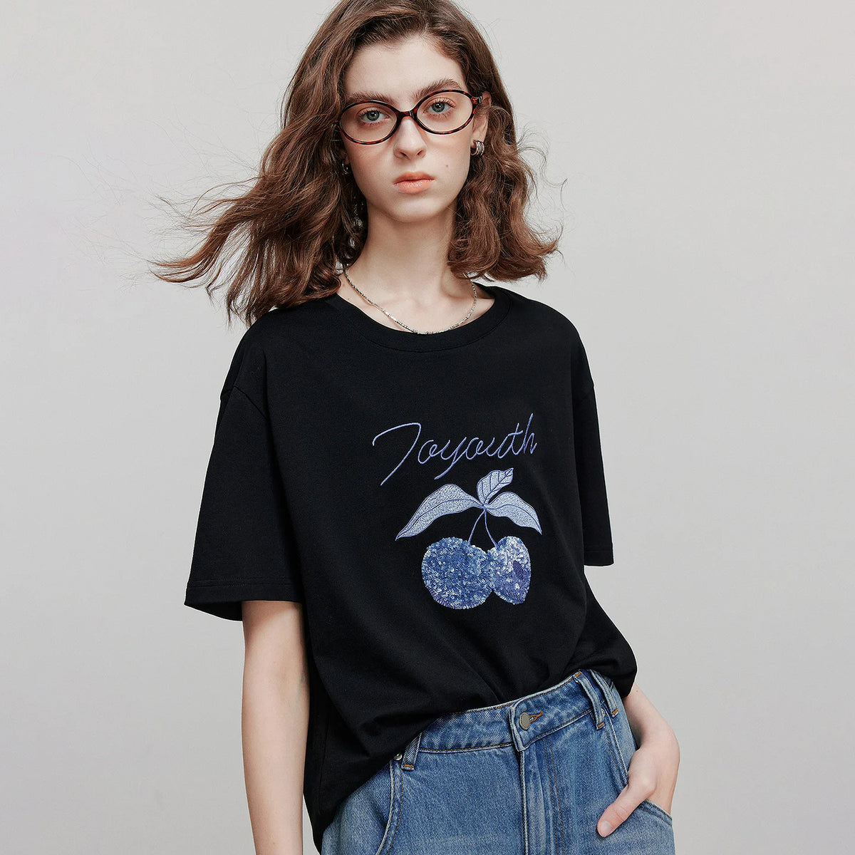 Cherry-Motif Crewneck Tee