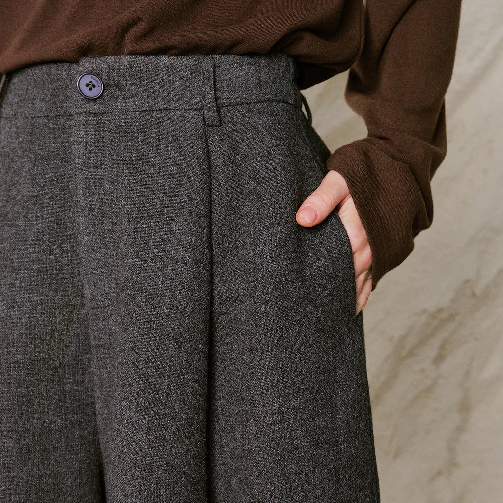 Pleated Cropped Wide-Leg Pants