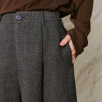 Pleated Cropped Wide-Leg Pants