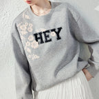 Floral Letter Graphic Sweatshirt