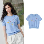 Floral Slogan Knit Tee