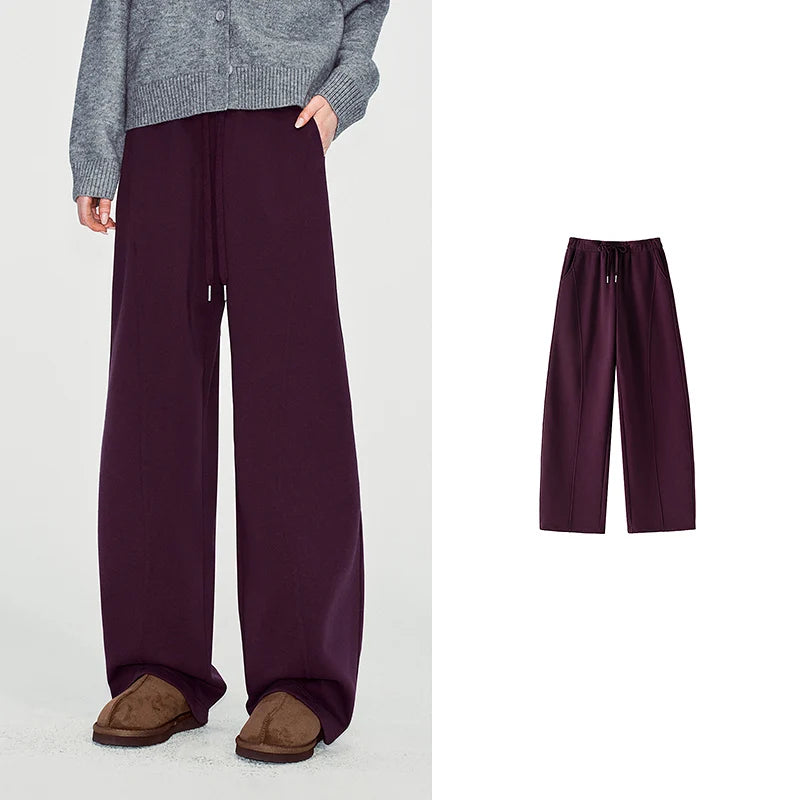 Curved-Seam Wide-Leg Sweatpants