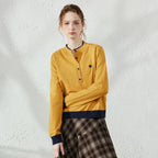 Contrast-Trim Henley Sweater