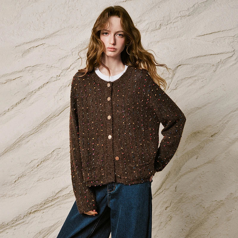 Speckled Relaxed Knit Cardigan