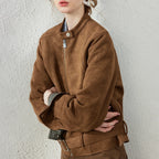 Checked-Trim Zip Jacket