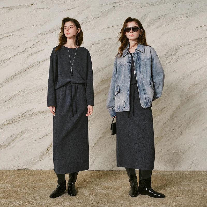 Sweatshirt and Midi Skirt Set