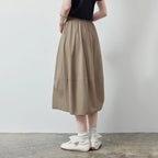 Gathered-Waist Midi Skirt