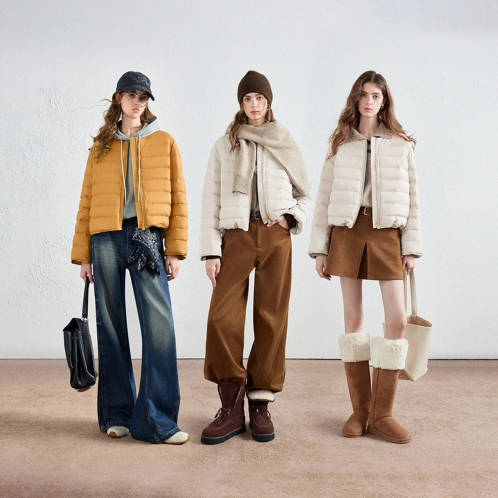 Collarless Zip Puffer Jacket