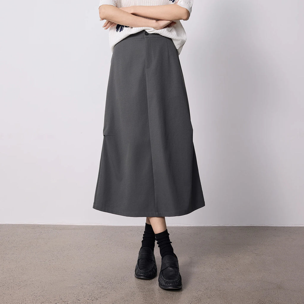 Paneled A-Line Midi Skirt