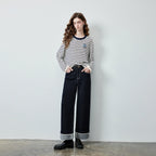Striped Graphic Long-Sleeve Knit Top