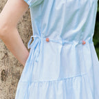 Off-Shoulder Gathered-Waist Midi Dress