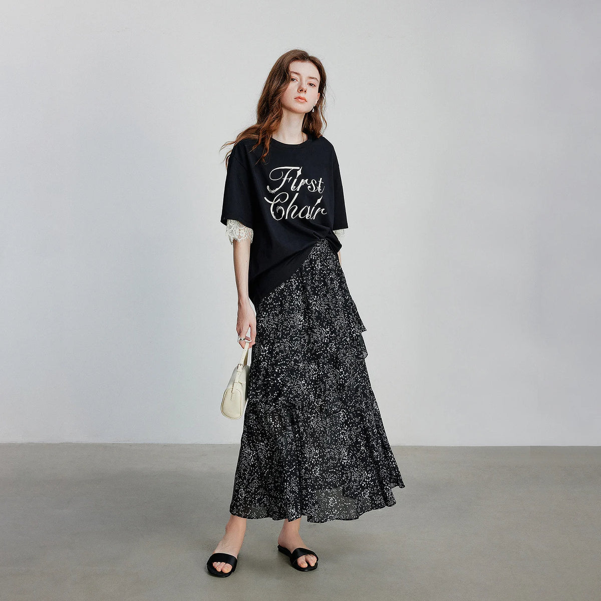 Floral Asymmetric-Hem Skirt