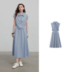 Polo Top and Midi Skirt Set