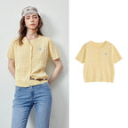 Cable-Knit Short-Sleeve Cardigan