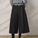 Seam-Detail Cropped Wide-Leg Pants