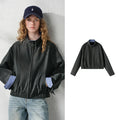 Contrast-Trim Zip-Up Jacket
