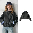 Contrast-Trim Zip-Up Jacket
