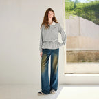 Scalloped-Collar Peplum Sweatshirt