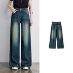 Wide-Leg Washed Jeans