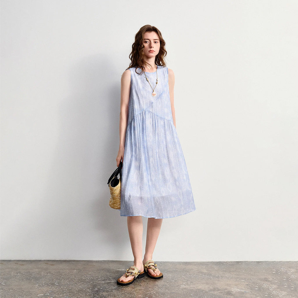 Sleeveless Gathered Midi Dress