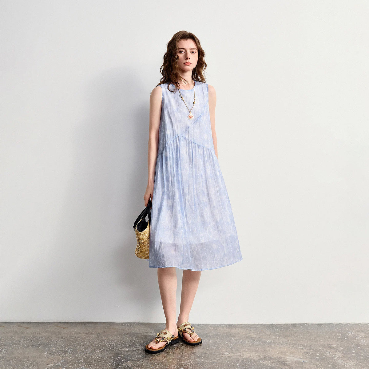 Sleeveless Gathered Midi Dress