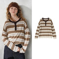 Striped Long-Sleeve Knit Henley