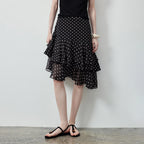 Polka-Dot Tiered Ruffle Skirt