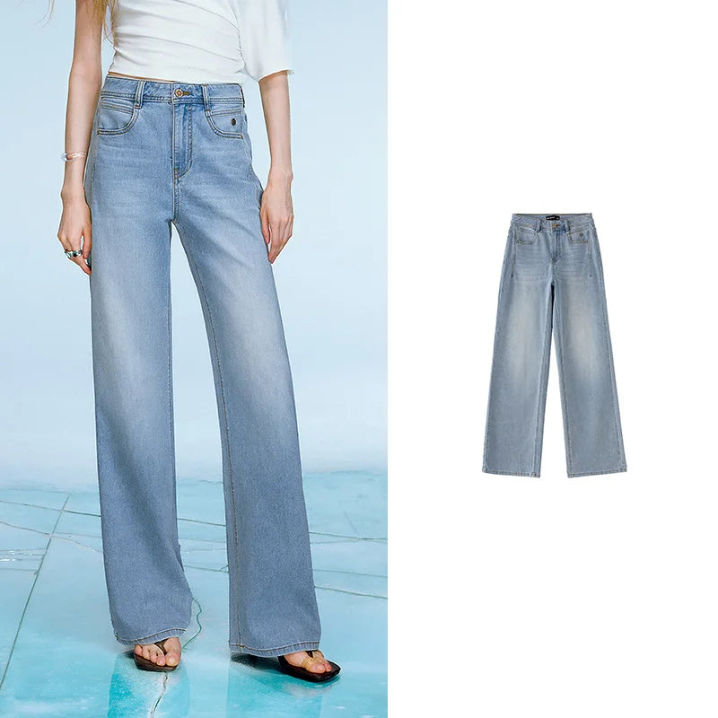 Wide-Leg Faded Jeans
