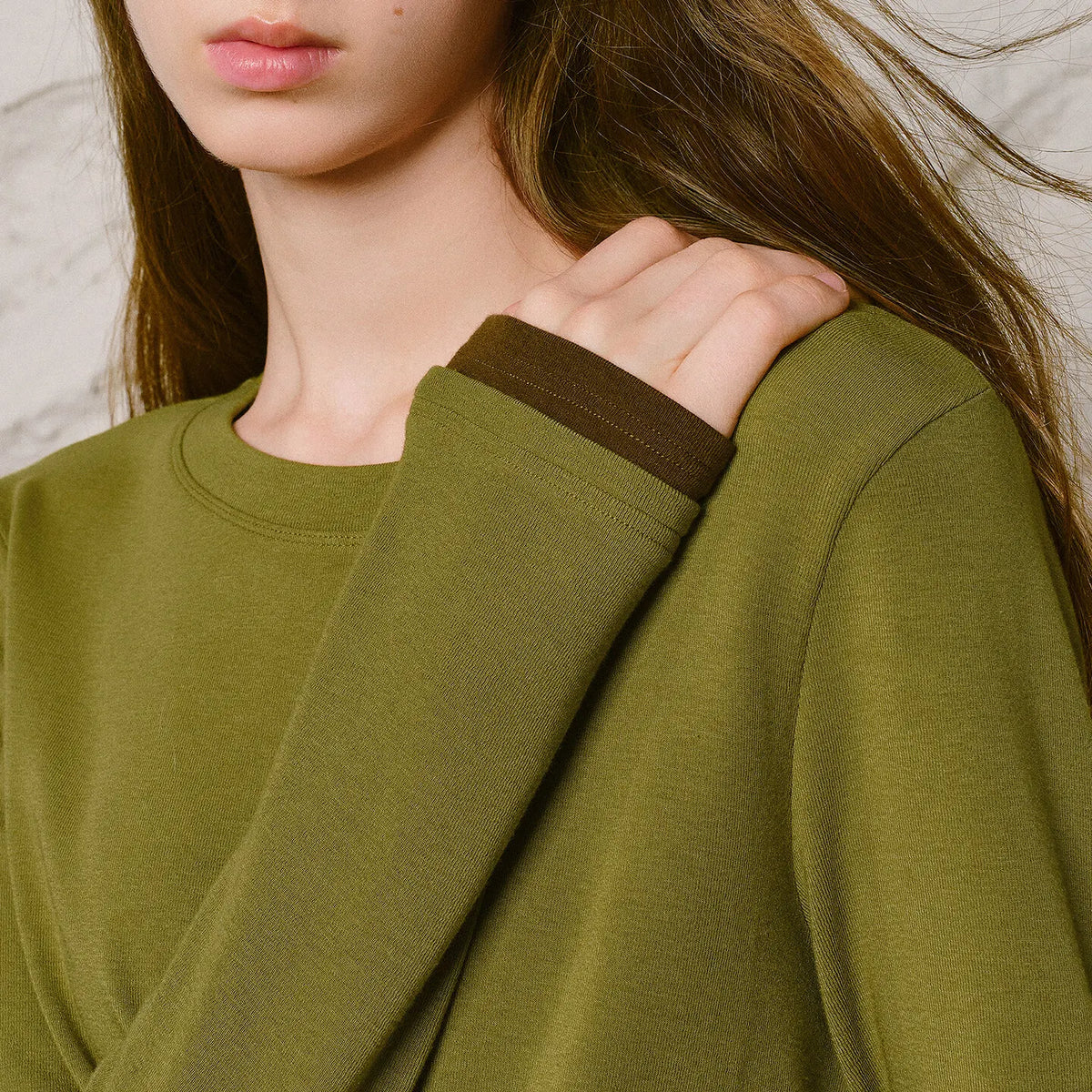 Layered-Look Long-Sleeve Crewneck Top