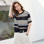Textured Striped Knit Tee