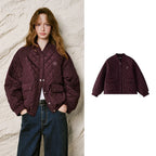Diamond-Quilted Bomber Jacket