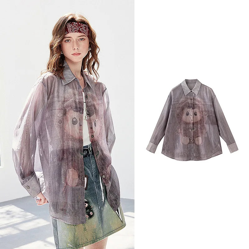 Graphic Button-Front Relaxed Shirt